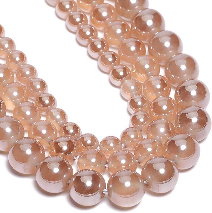 Stone Beads, 60pcs Brown Agate, 6mm Round Loose Beads for Jewelry Making, Bracelets, with Bag, String & Card