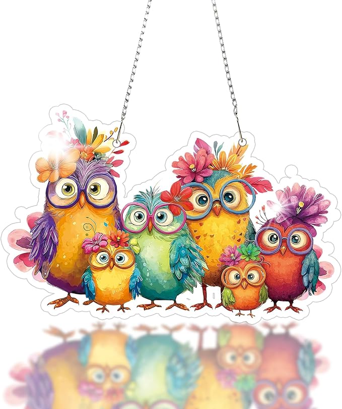 Roneenz Diamond Painting Kits Hanging Pendant, Owls Hanging Diamonds Art kit for Adults, Special Shaped DIY 5D Art Window Decor, Home Garden Room Decor Gifts for Women and Girls