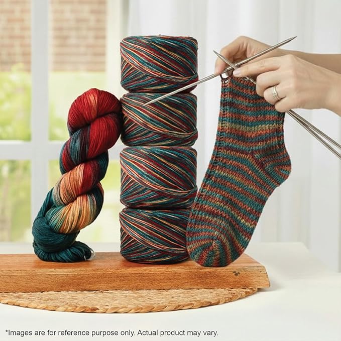 KnitPro Symfonie Fingering Weight Hand Dyed Variegated Yarn Skein | Extra Fine Merino Wool & Polyamide Blend for Knitting & Crocheting, Oeko-TEX Certified 400m, 100g | Terra Old Delhi