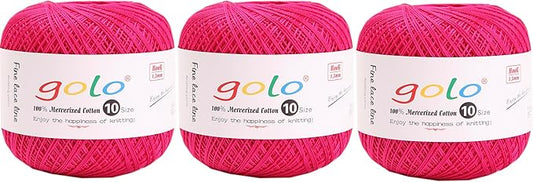 golo 3 Balls Crochet Thread Size 10 Crochet Yarn for Hand Knitting 188