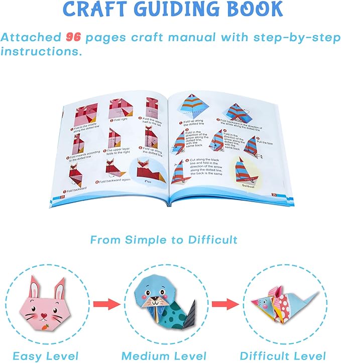Origami Kit for Kids Ages 5-16, 212 Sheets with 72 Patterns & Instruction Book | Origami Paper Kit for Beginners & Advanced | Arts & Crafts Toys for Girls & Boys Ages 8-12 | Birthday & Christmas Gifts