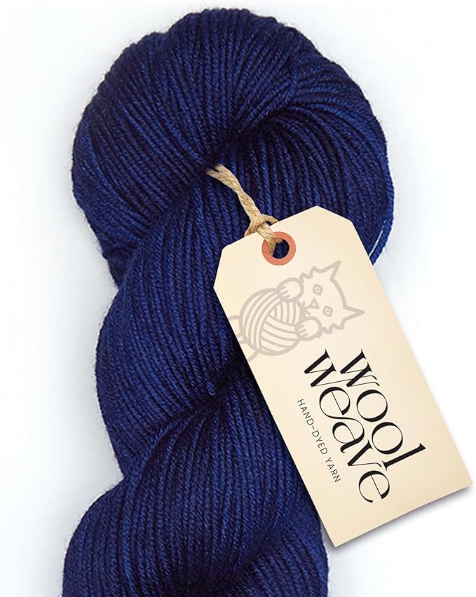Superwash Merino Wool Yarn for Knitting & Crocheting - Premium Hand Dyed, 100gr, 240 Yards, Dk Weight - Luxurious, Soft & Durable Dark Blue Yarn