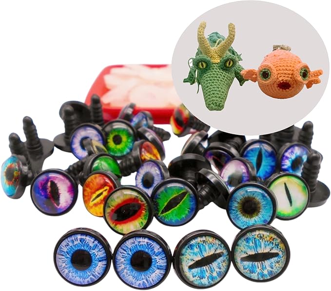 JJGQAZ 16 Pairs 14mm 16mm Dragon Eye Safety Eyes with Washer for Stuffed Animal Eyes Amigurumi Crochet Toy Craft Eyes for Teddy Bear Doll Making Supplies (16MM)
