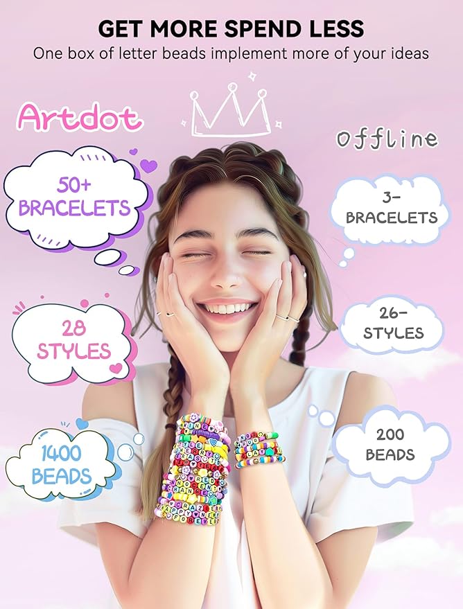 ARTDOT 1400 Pieces Letter Beads for Friendship Bracelets Making Kit, 28 Styles Assortment Jewelry Making Supplies Alphabet Beads Set with Cases Preppy Crafts Gifts