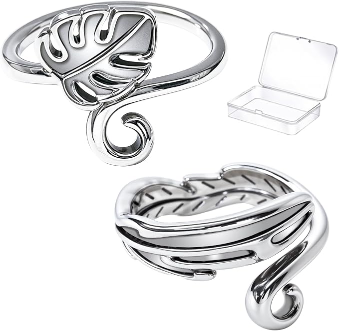 Yarn Tension Rings Adjustable Crochet Tension Ring for Finger Yarn Guide Ring for Crocheting Knitting Ring Crochet Accessories 4PCS (2 Pcs Leaves 02)