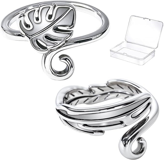 Yarn Tension Rings Adjustable Crochet Tension Ring for Finger Yarn Guide Ring for Crocheting Knitting Ring Crochet Accessories 4PCS (2 Pcs Leaves 02)