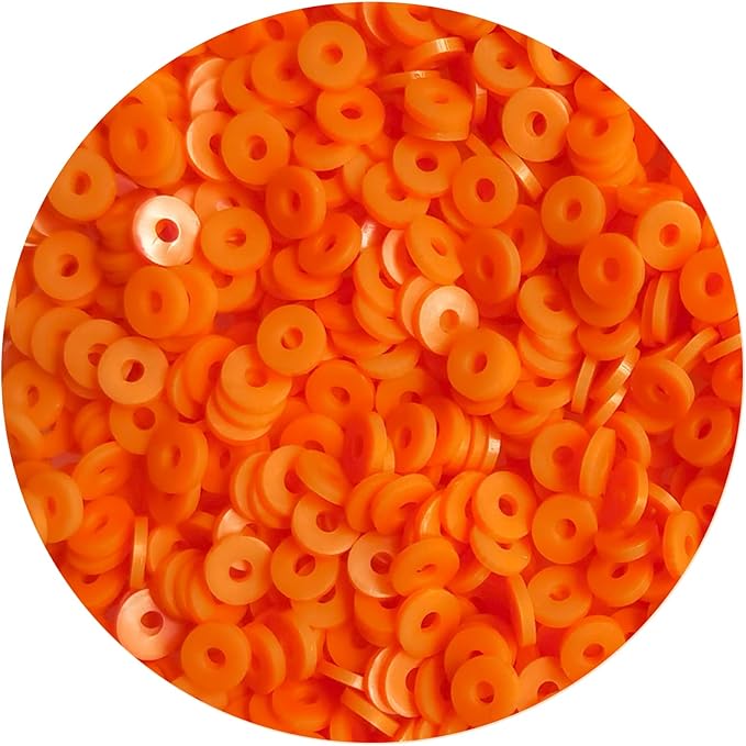2000pcs Orange Clay Beads for Bracelets Making - Heishi Polymer Flat Disc Spacer Clay Bead for Jewelry Earring DIY Crafts 6mm