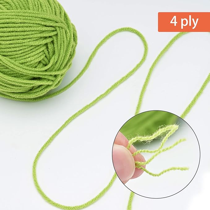 NICEEC 300g Soft Assorted Colors Yarn - Sport Weight,100% Acrylic, 4 Ply, Bonbons Yarn for Crochet & Knit, DIY Project Starter Kit for Kids or Adults(Total 870yds) - Spring Green