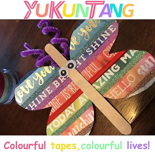 YUKUNTANG Glitter Washi Tape Set, 12 Rolls, 15mm x 66 Yards, Metallic Foil Sparkle Decorative Craft Tape for DIY Art, Scrapbooking, Journaling, Gift Wrapping
