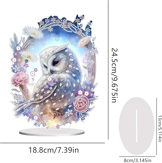 hyzsj DIY Diamond Desktop Ornament Owl, Crystal Diamond Art Painting Tabletop Ornaments Single Sided, Diamond Ornament for Adult Beginner Home Office Decor Crafts Gift