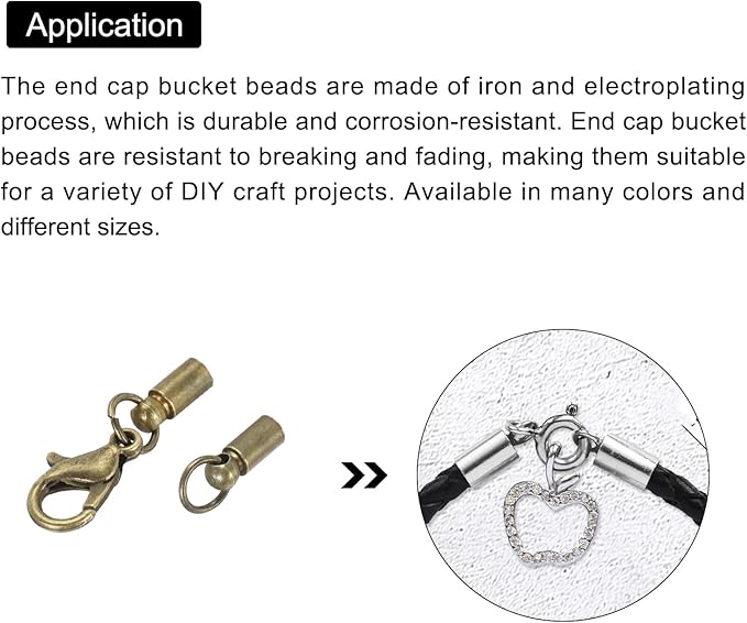 MECCANIXITY Fold Over Cord End Caps Bronze 3mm OD with Crimp Covers Lobster Claw Clasps DIY Jewelry Making for Bracelets and Necklaces Crafting 20 Pcs