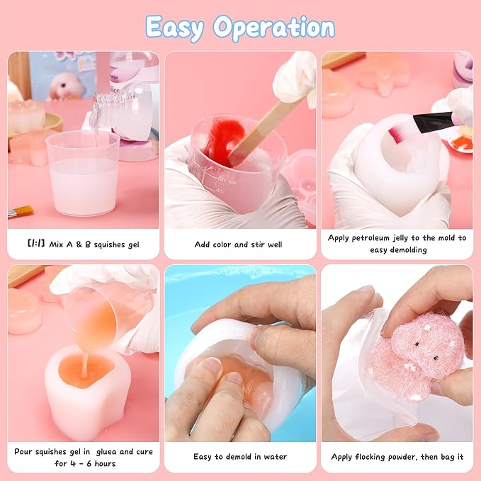 Taba Squishy Kit, Taba Squishy Making Kit for with Gift, 18oz 1:1 AB Ratio Epoxy Resin Mix, Taba Squishes Mold for Making Your Own Squishies, Taba Squishes Pack for Stress Relief