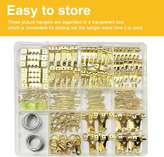 330pcs Picture Hangers Kit - Holds 10-75lbs, With Hanging Wire, Ring Hooks, D Rings, Sawtooth Hangers for Frame, Canvas, Mirror Decoration