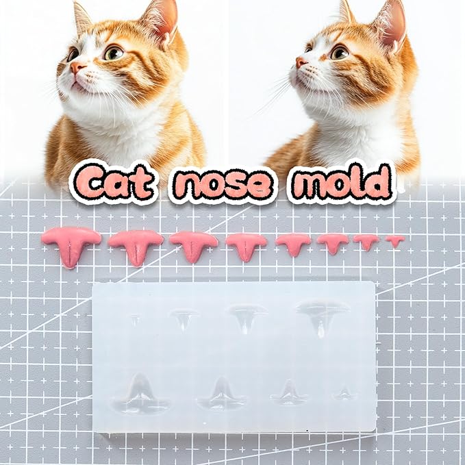 Nuvretk 8 Cute Silicone Molds for Needle Felting - Cat Nose Shapes for Stuffed Animals, DIY Crafts, and Accessories (T-Shaped)