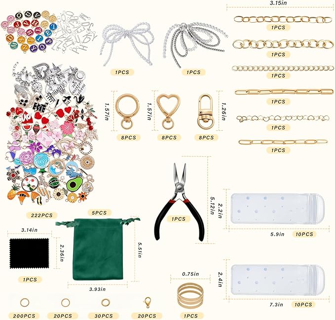 544 Pcs DIY Keychain Making Kit - Complete Making Set with Enamel Charms, Gold Chains, Pliers & 5 Pouches | All-in-One Supplies for Keychain Making, Gifts for Mom, Women, Best Friend & Beginers