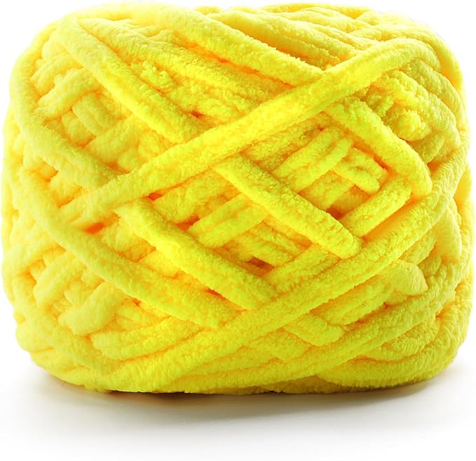 Chunky Chenille Yarn for Crocheting, Fluffy Baby Blanket Yarn for Crochet Sweater Shawl Scarf Gloves, Super Soft Amigurumi Plush Yarn 74 yds/3.5 oz (Chicken Yellow)