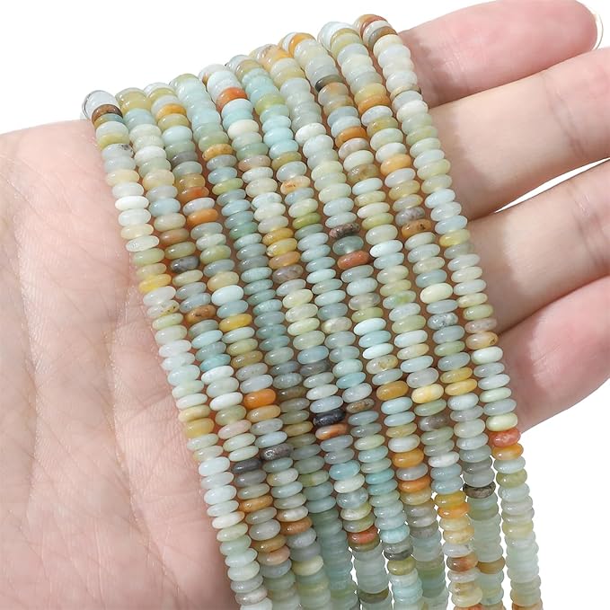beadia natural amazonite disk stone beads 4x2mm 160pcs rondelle loose semi gemstone beads for jewelry making design