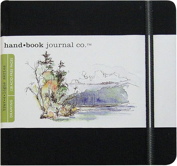 Travelogue Drawing Book, Square 5-1/2 x 5-1/2, Ivory Black Artist Journal