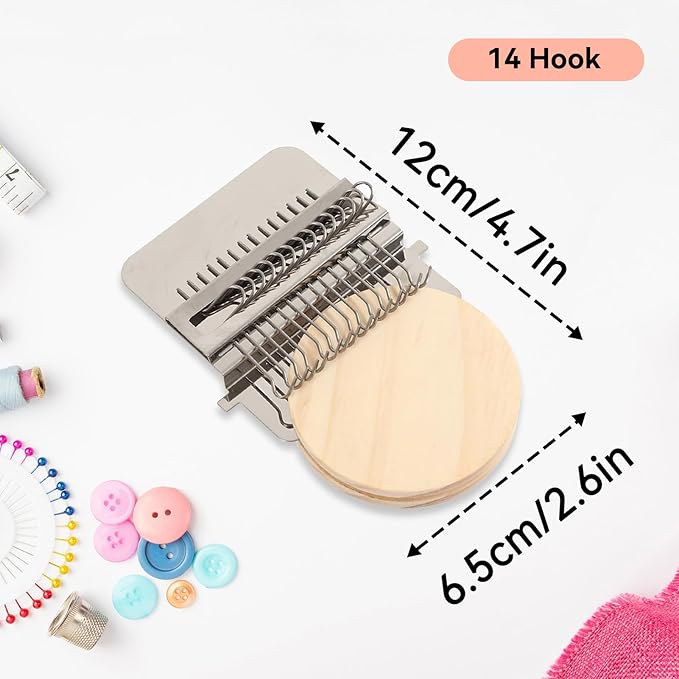 Agatige Speedweve Small Mini Darning Looms, Wooden Loom Speedweve Type Weave Tool Knit Patch Kit for DIY Crafts Mending Jeans Clothes Tapestries Carpets Scarves (21 Needles)