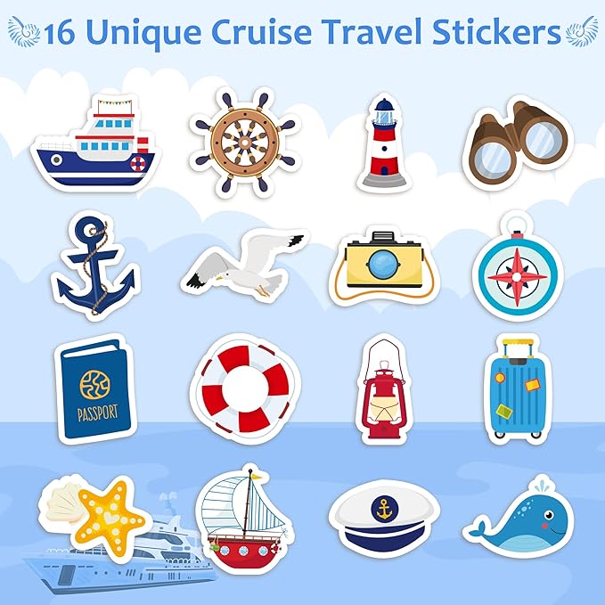 h1vojoxo cruise ship sticker rolls - 1000pcs vacation stickers for scrapbooking relaxing cartoon self-adhesive cruise ship stickers for kids journals water bottle laptop travel luggage