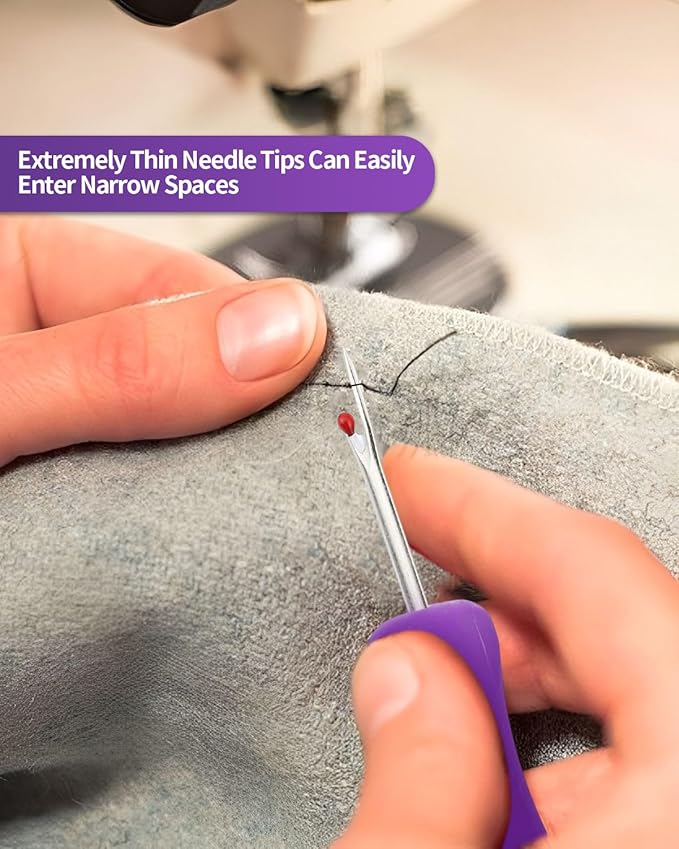 3 PCS Needle and Thread Seam Ripper, Rippers for Sewing and Thread,Remover Stitch Tool for Hand Sewing, Knitting, Cross Stitching, Embroidery and Thread Removal (Purple)