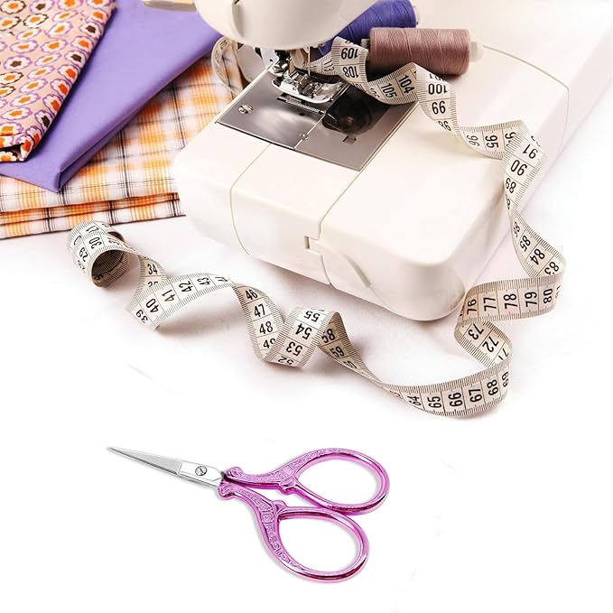 Small Embroidery Scissors, 3.6Inch Detail Craft Scissors with Leather Cover, Stainless Steel Sharp Shears for Needlework, DIY Craft, Thread Cutting