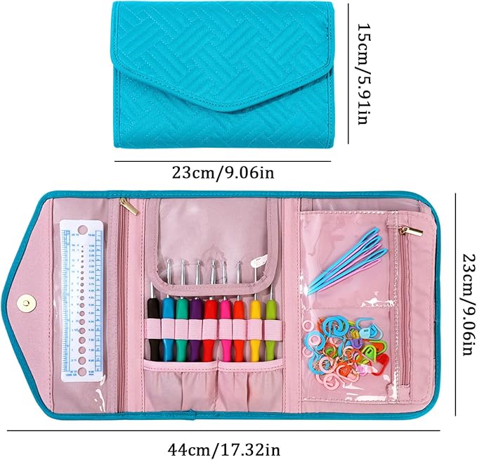 blingcute ergonomic crochet hook set with case, 82 pcs crochet starter kit (0.6–10mm), aluminum hooks with soft grip, complete crochet set for beginners & chunky yarn