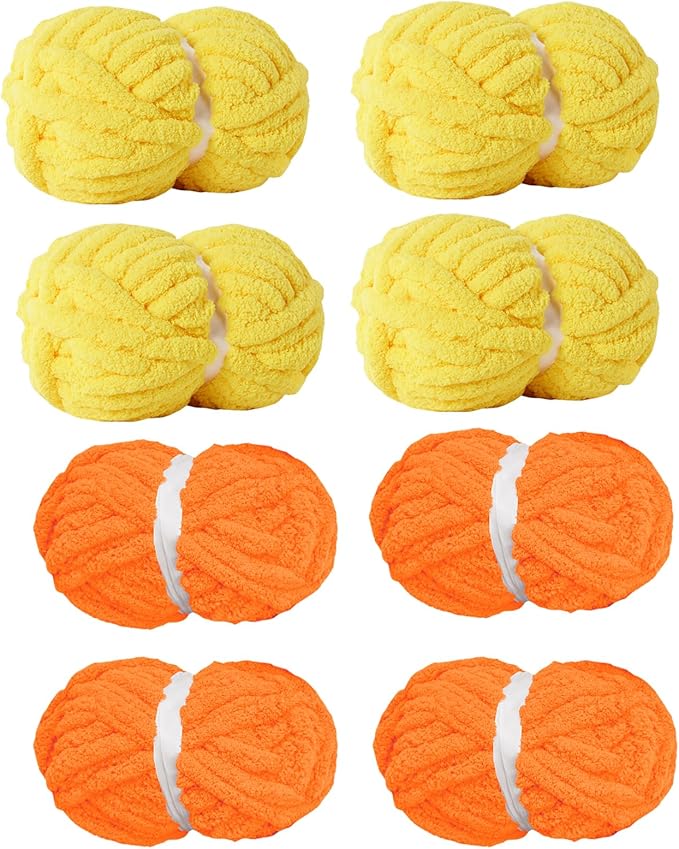 Assorted Chunky Yarn for Hand Knitting,Soft Jumbo Bulky Fluffy Chenille Yarn for Crocheting,Blanket Scarf DIY,8 Pack(28yds, 8 Ounces Each)