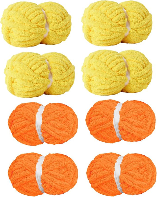Assorted Chunky Yarn for Hand Knitting,Soft Jumbo Bulky Fluffy Chenille Yarn for Crocheting,Blanket Scarf DIY,8 Pack(28yds, 8 Ounces Each)
