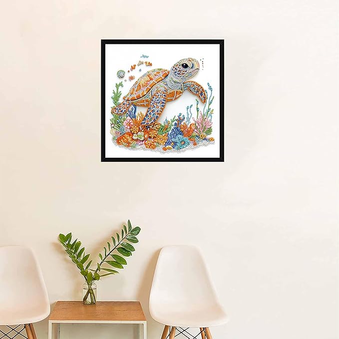 SKRYUIE DIY Diamond Art Kits for Adults Turtle Special Shape - 5D Diamond Painting Kits for AdultsAnimal - Crystal Embroidery Cross Stitch - Craft for Wall & Office Decor 12 x 12 Inch A3