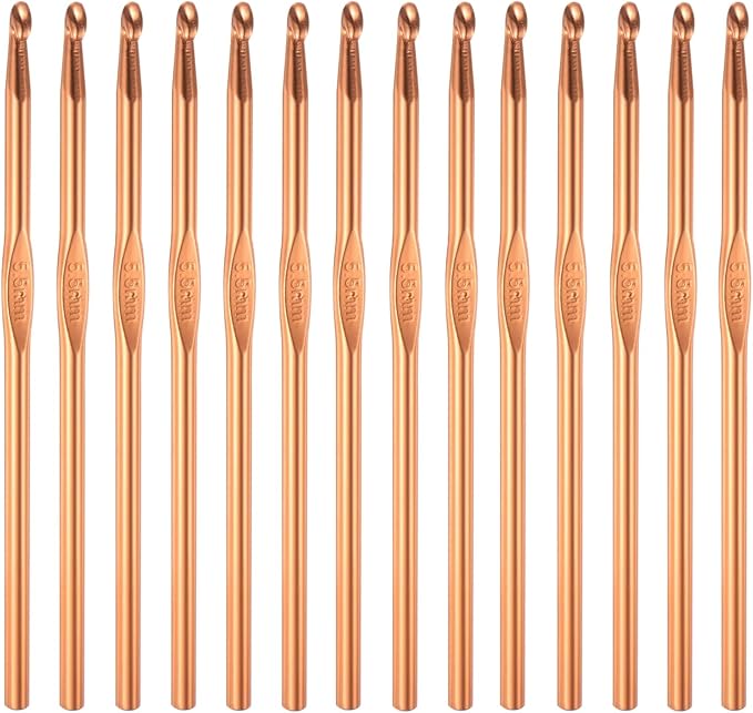 HEYLEAYAR 5.5MM Aluminum Crochet Hooks 14PCS,Aluminum Crochet Needle Size 9,Crochet Hooks Bulk for Knitting Craft Yarn Contribute to Beginners