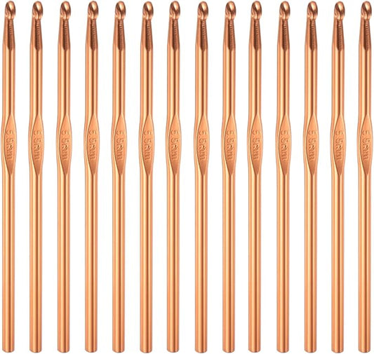 HEYLEAYAR 5.5MM Aluminum Crochet Hooks 14PCS,Aluminum Crochet Needle Size 9,Crochet Hooks Bulk for Knitting Craft Yarn Contribute to Beginners