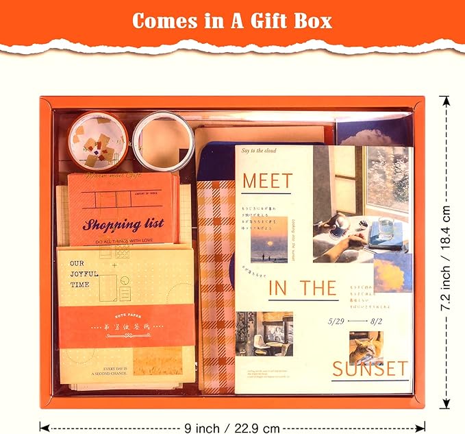 scrapbook supplies kit, vintage junk journaling supplies, scrapbooking kit with aesthetic stickers, stationary set, bullet journaling kit, ephemera collage craft supplies gift for adults women starter