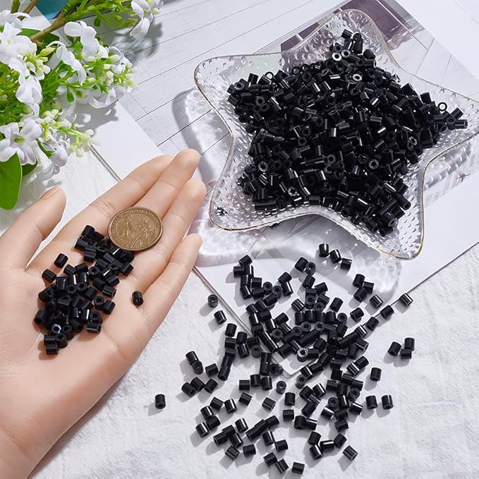 sofpalte 1000pcs black melting beads bulk 5mm iron beads black bulk with 3mm hole inventory refill pack compatible hama melting crafts for diy crafts handmade decoration birthday gifts adults