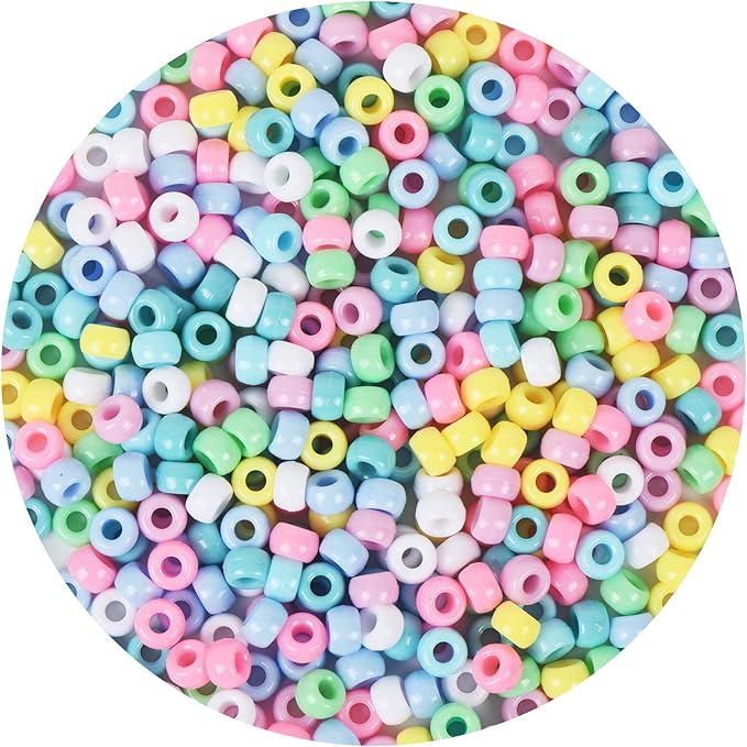 simetufy 1200 pcs pony beads macaron pastel colored beads for crafts hair beads for hair braiding, 8 candy colors