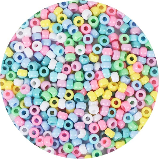 simetufy 1200 pcs pony beads macaron pastel colored beads for crafts hair beads for hair braiding, 8 candy colors