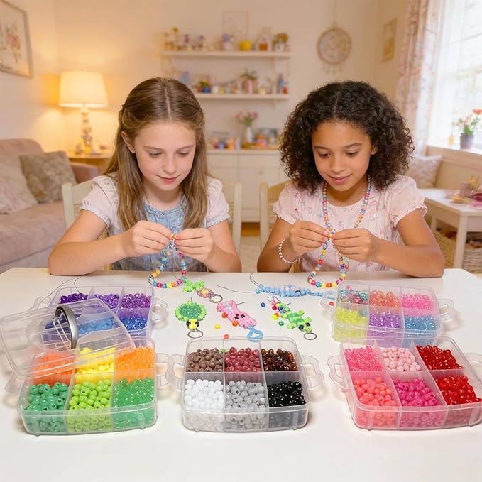 YMSDZHL 5600PCS Glow-in-The-Dark Pony Kandi Beads Keychain Making Kit, Friendship Jewelry Bracelet kit 30 Colors Hair Bead, Pets Art Crafts for Kids Beginners Birthday DIY Gifts