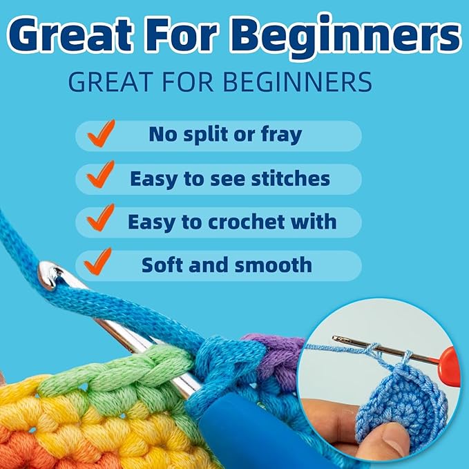 120g Seven Color Yarn for Crocheting and Knitting; Rainbow Yarn for Beginners with Easy-to-See Stitches;Worsted-Weight Medium #4;Yarn for Beginners Crochet Kit Making