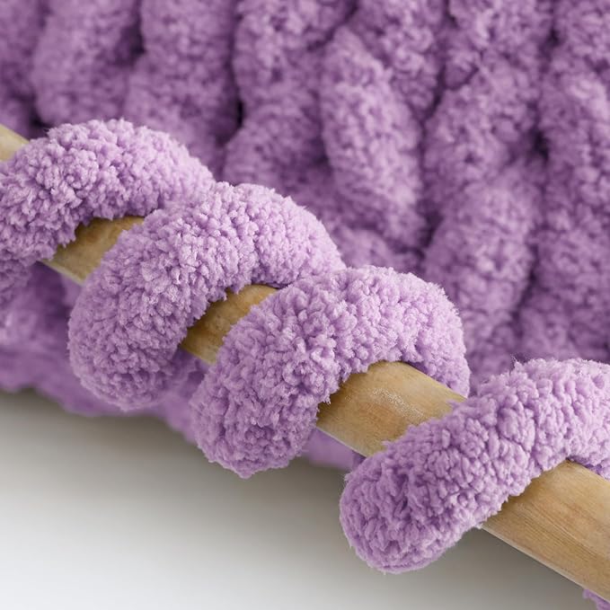 Jumbo Chenille Chunky Yarn for Crocheting - Super Bulky Fluffy Chunky Yarn for Hand Knitting - Extra Thick Soft Blanket Big Yarns 8 Jumbo Pack (27yds,8 oz Each Skein) Dark Purple
