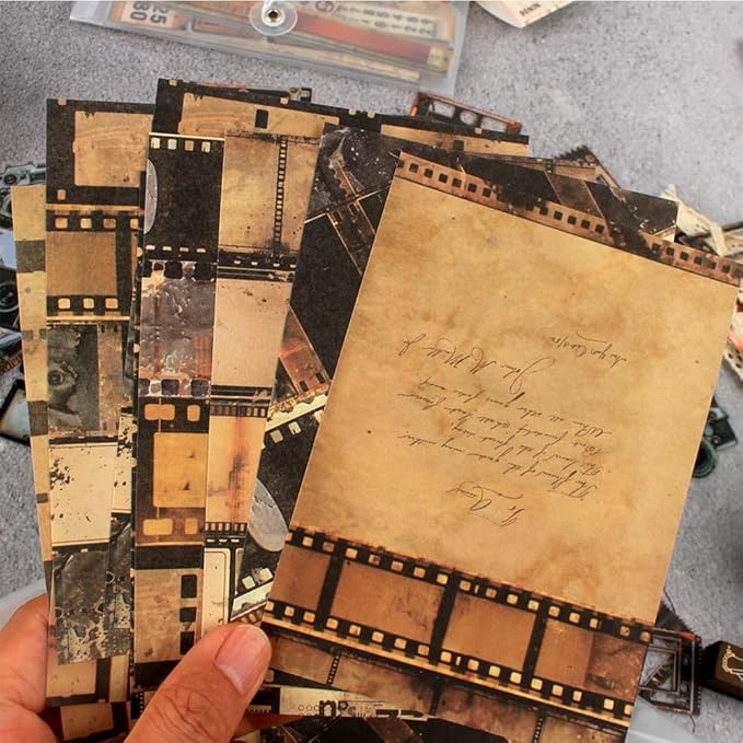 Diuhofart Vintage Scrapbooking Kit, 90 Sheets Time Cinema Theme, Scrapbook Stickers and Decorative Papers Collage Materials, Ephemera for Junk Journal Supplies, Journaling, Crafts Arts, Scrap Booking