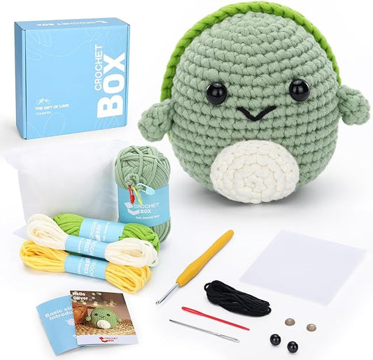 Complete Beginners Crochet Kit - Turtle Crochet Kit, All You Need in, Include Step-by-Step Video Tutorials, Easy Using Soft Yarn, Instruction, Birthday Gift for Adults, Teens