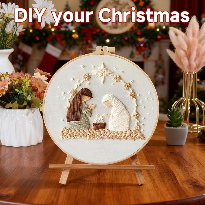 tpzbwg christmas embroidery kit, 4 pack cross stitch kits,diy embroidery starter kit for adults & beginners, diy needlepoint kit with embroidery hoop thread needle for craft lover birthday gifts 2