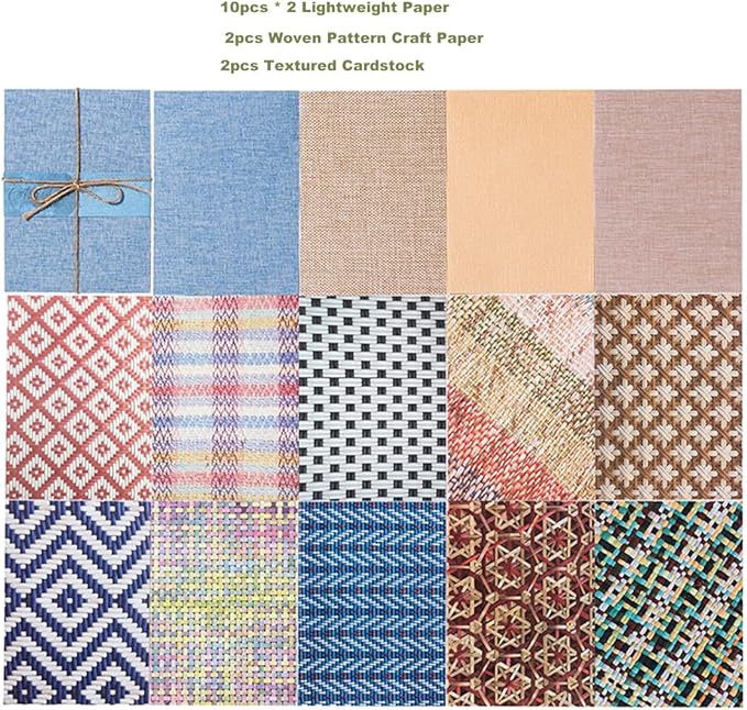 24 Sheets Vintage Linen Scrapbook Paper Embossed Textured Paper Kit Collage Supplies for Decoupage Crafts Scrapbooking Card Making Bulletin Board Junk Journalling Embellishment(Multicolor)