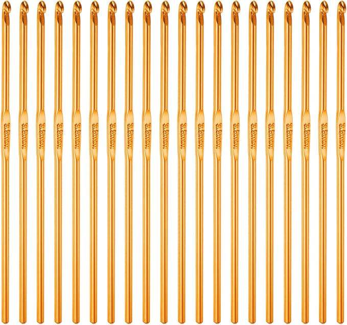 uxcell 20Pcs Aluminum Crochet Hook 3.5mm US Size E (Size 4) Knitting Needles for DIY Craft Yarn Gold Tone