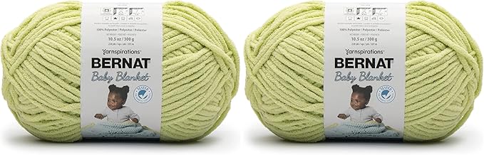 Bernat Baby Blanket BB Lemon Lime Yarn - 2 Pack of 10.5oz/300g - Polyester - #6 Super Bulky - 220 Yards - Knitting/Crochet