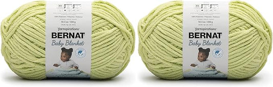 Bernat Baby Blanket BB Lemon Lime Yarn - 2 Pack of 10.5oz/300g - Polyester - #6 Super Bulky - 220 Yards - Knitting/Crochet