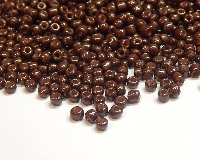 Perlin Glass Seed Beads 2mm 11/0 Round Mini Small Pony Beads 6500pcs for Making Earrings Bracelets Pendants Waist Jewelry DIY Handmade Opaque Color Kit (Brown)