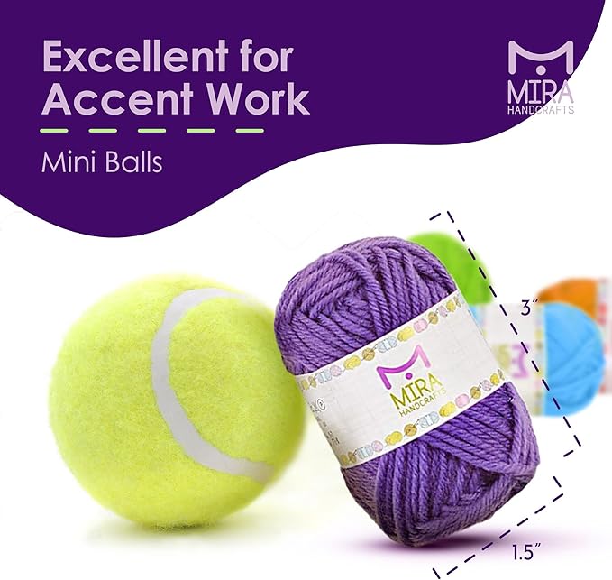 20 acrylic yarn skeins - 438 yards multicolored yarn in total – great crochet and knitting starter kit for colorful craft – assorted colors