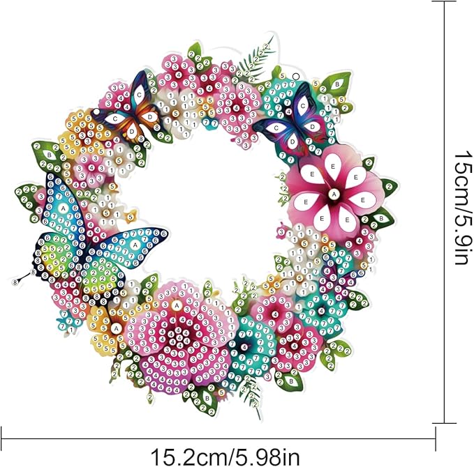 AiYuanzsh 5D DIY Diamond Art Hanging Pendant Kit, Wreath Flower Butterfly Diamond Painting Ornament DIY Special Shaped Crystal Pendant for Door Wall Window Home Xmas Valentine’s Day Gift