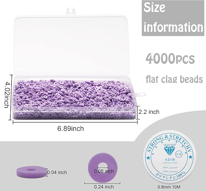 4000 Pcs Clay Beads for Bracelets Making, Polymer Spacer Flat DIY for Jewelry Necklace Earring Making Kit, Preppy Aesthetic Heishi Heshie Thin Disk Beads Assortments Set 4 6 8MM (PU-9-16, 6MM)